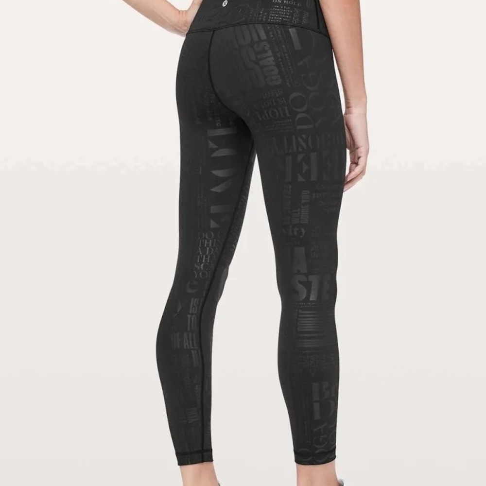 Lululemon Athletica Anniversary Black Script Leggings